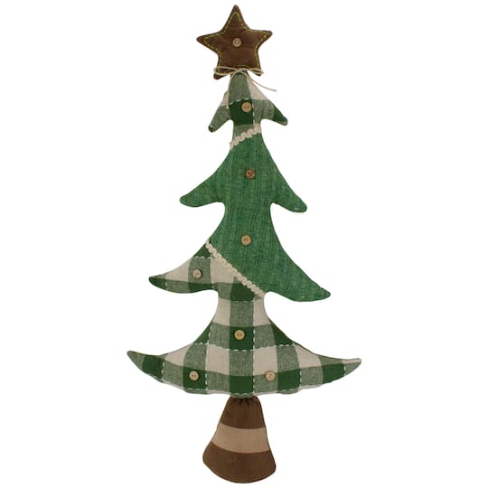 Northlight; Northlight 30" Country Buffalo Plaid Christmas Tree Tabletop Decoration; Category:Christmas Tabletop Decor; Image:1